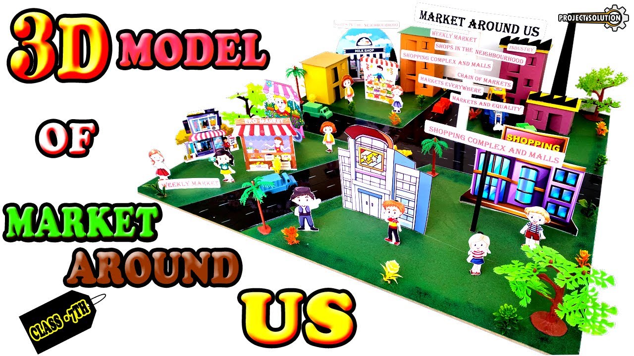 3D MODEL OF MARKET AROUND US || CLASS 7TH MODEL || TLM || PROJECT SOLUTION
