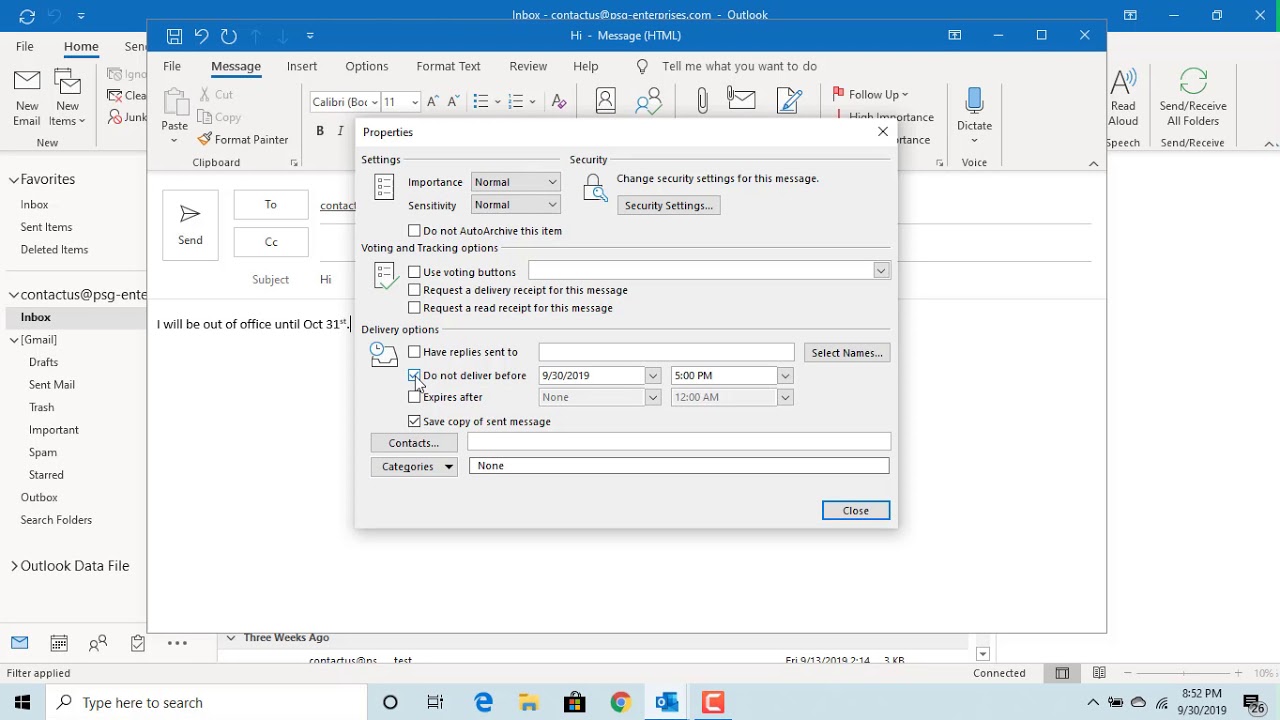 Как запланировать отправку электронной почты в Outlook &mdash; Office 365