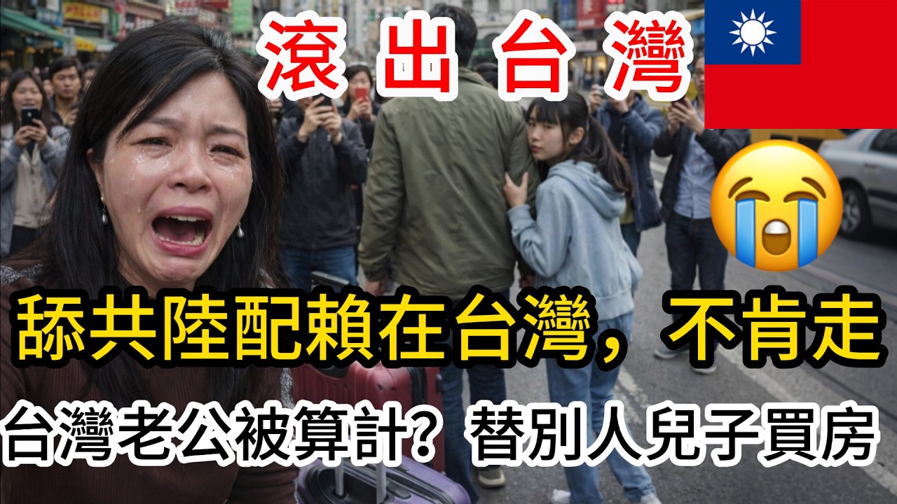 活該啊！哭也没用！舔共陸配賴台灣，不肯走，台湾老公不再护她，讓他滾出台灣