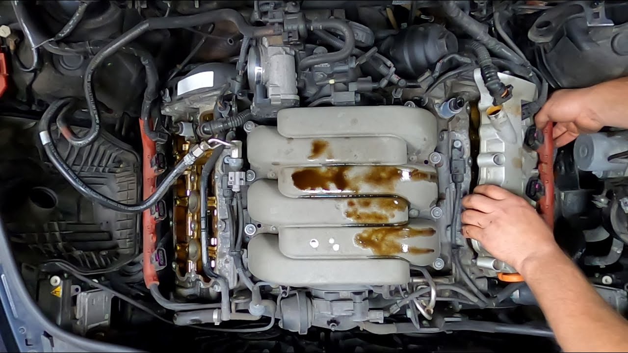 05-07 Audi A6 3.2 valve cover gasket / spark plug replacement/ oil in plug tubes