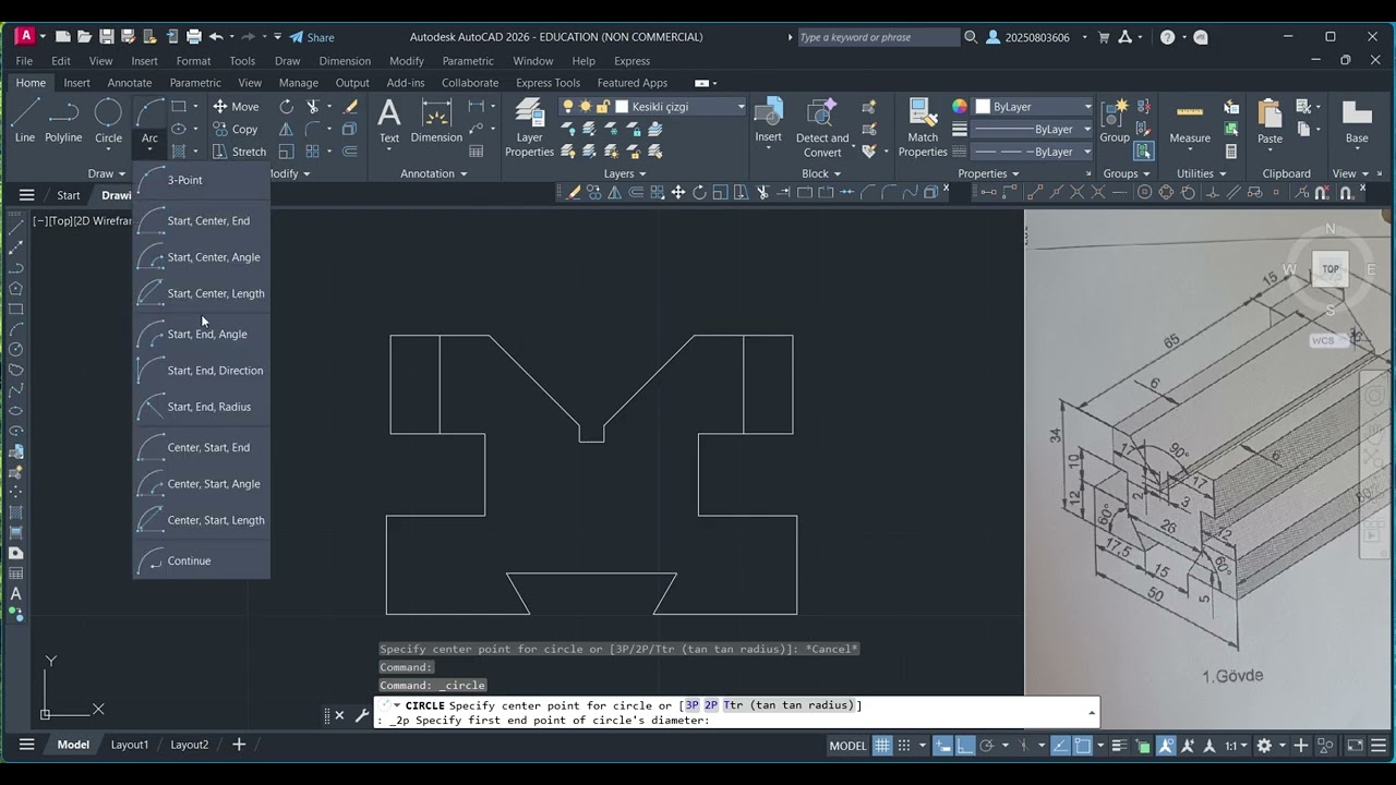 Autocad'de parça ve montaj çizimi