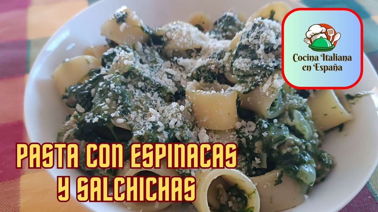 PASTA CREMOSA CON ESPINACAS Y SALCHICHAS, UNA RECETA DELICIOSA, FÁCIL Y PERFECTA PARA TODOS