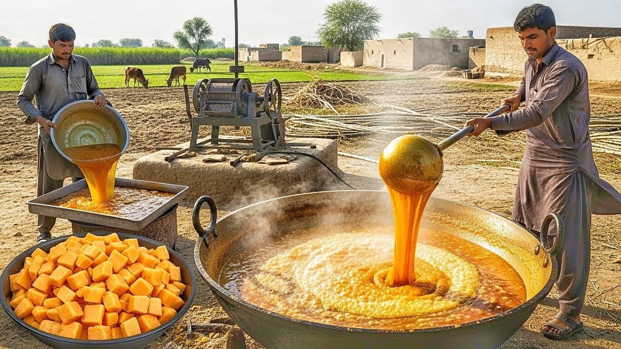 Traditional Jaggery Making | How BROWN SUGAR is Made from SUGARCANE | Jaggery Making Step by Step 