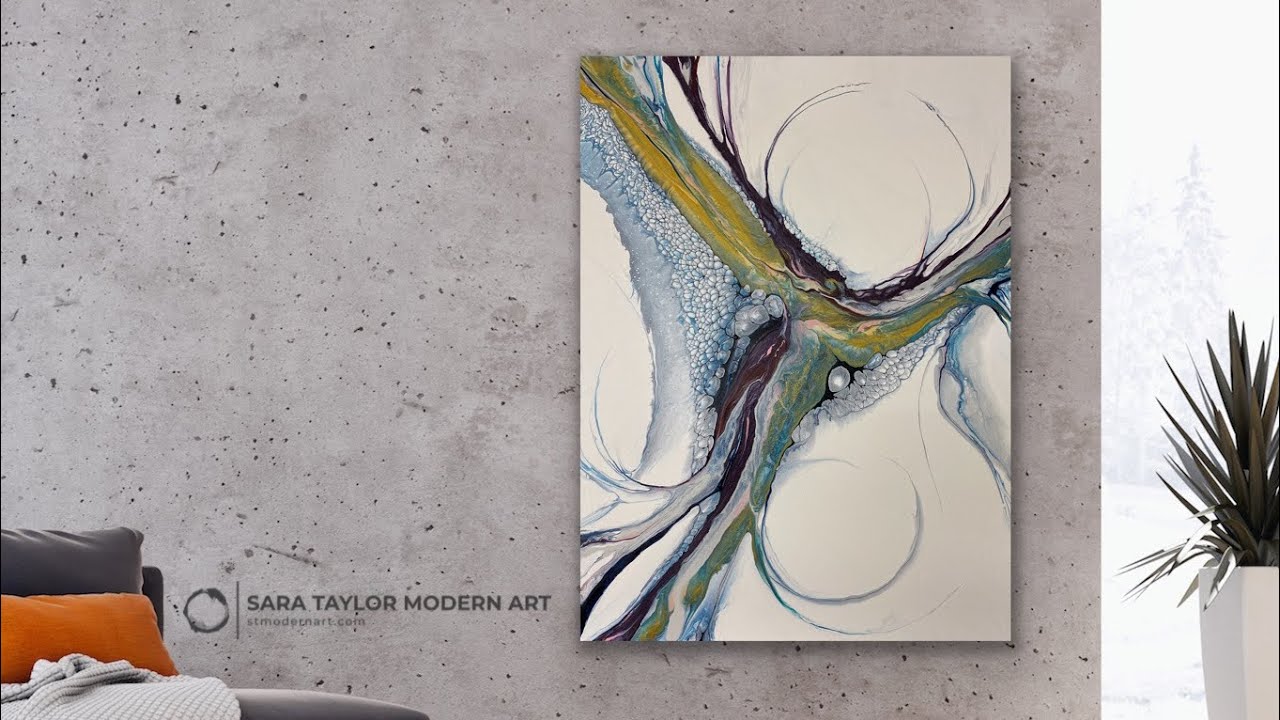 “Lyric” Large canvas Collaboration puddle pour w/ Dwight Pours!  Acrylic pour tutorial.✨