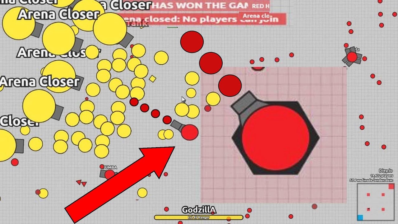 DOMINATING RED TEAM ON SERVER + ARENA CLOSER - DIEP.IO (CLICKBAIT OR NOT ????)