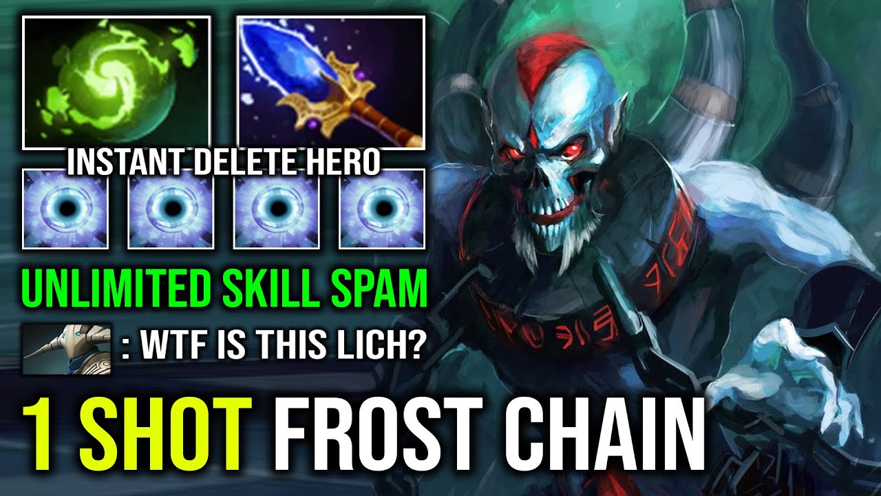 HOW TO SOLO MID LICH 1 Shot Frost Chain Endless Bounce Skill Spam Instant Delete Everyone Dota 2