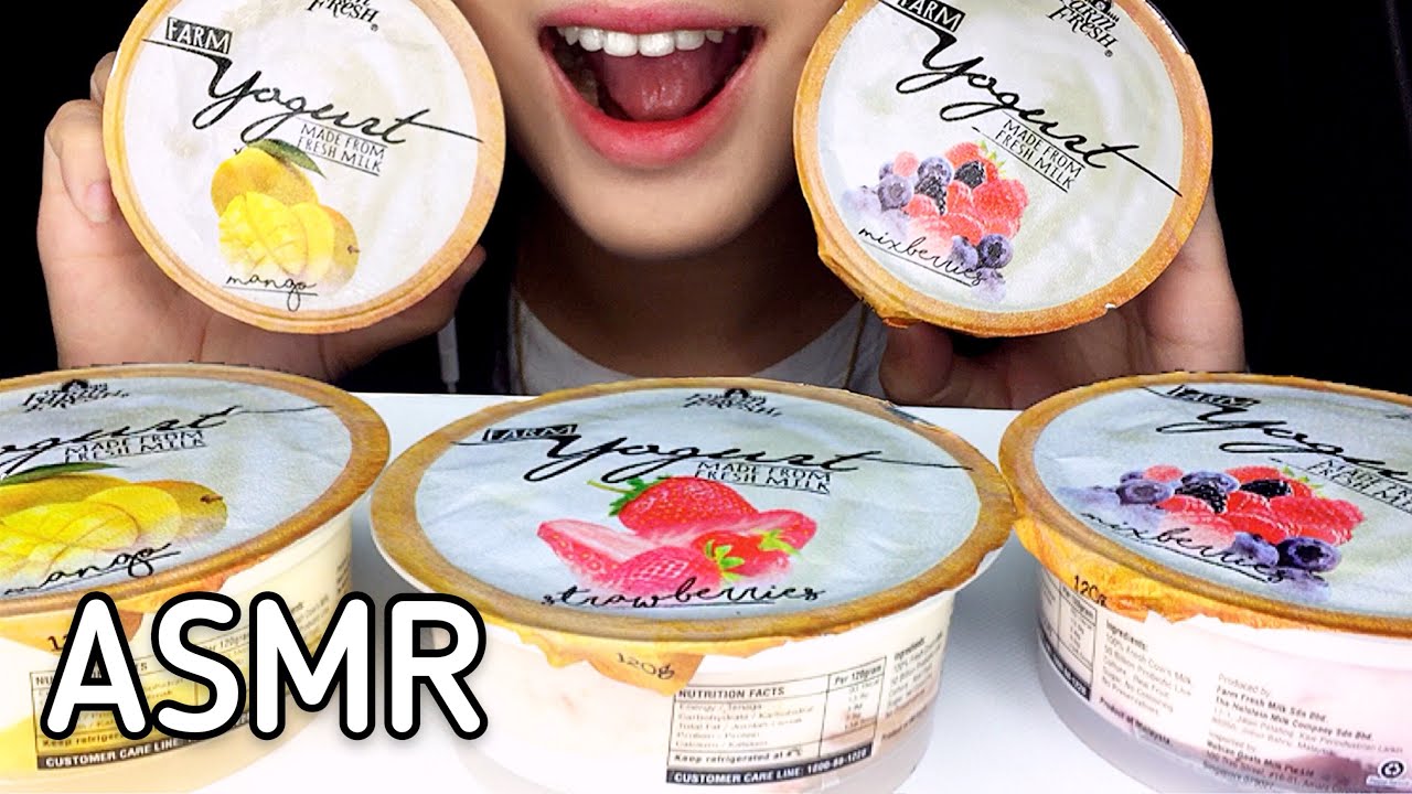 ASMR YOGHURT (MANGO, STRAWBERRY, MIXED BERRIES) 리얼사운드 먹방 REAL SOUND MUKBANG