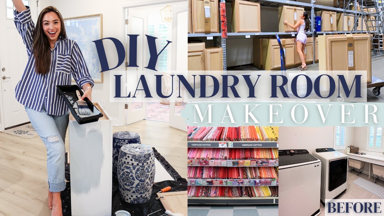 DIY LAUNDRY ROOM MAKEOVER! DECORATE WITH ME! INTERIOR DESIGN PROCESS | ALEXANDRA BEUTER