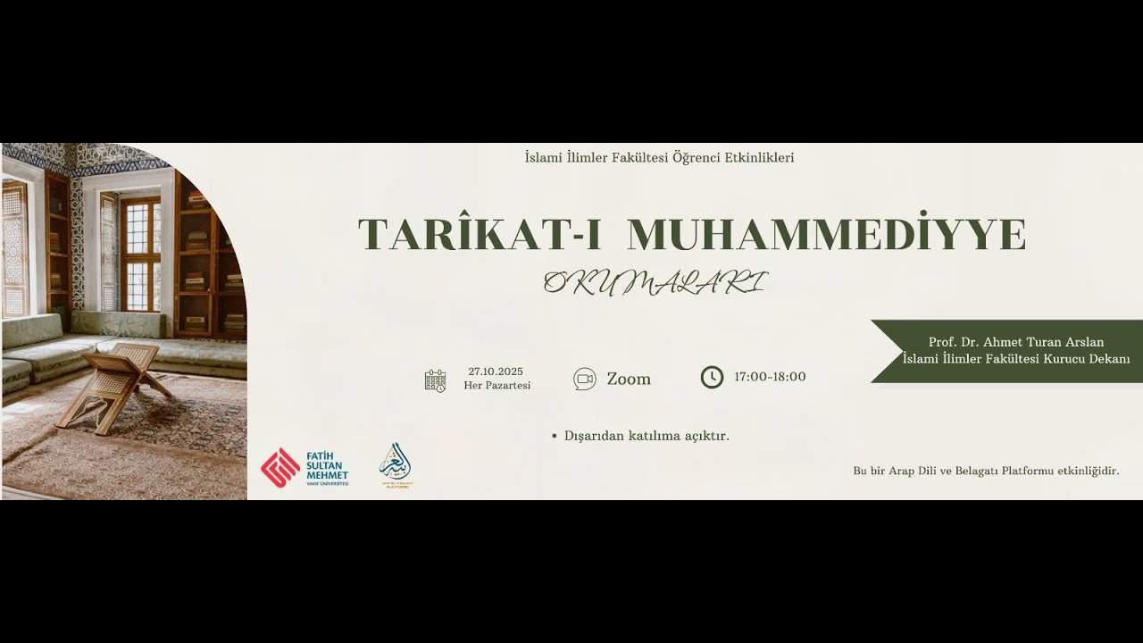 Tasavvufi Ahlak Metinleri Okumaları 34. Ders Prof. Dr. Ahmet Turan ARSLAN (08.12.25)