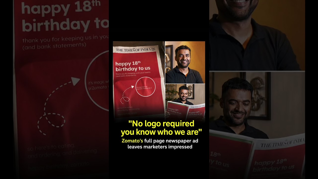 Zomato's Logo-Free Newspaper Ad Goes Viral 🤯 Brilliant Marketing Move! #Shorts