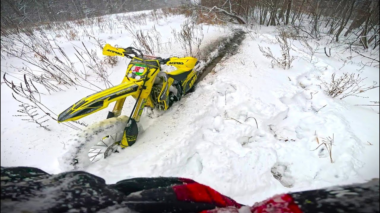 Exploring on a dirt bike in crazy deep snow!