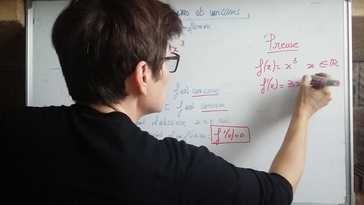 Exemple de fonction convexe concave et point d'inflexion :  fonction cube
