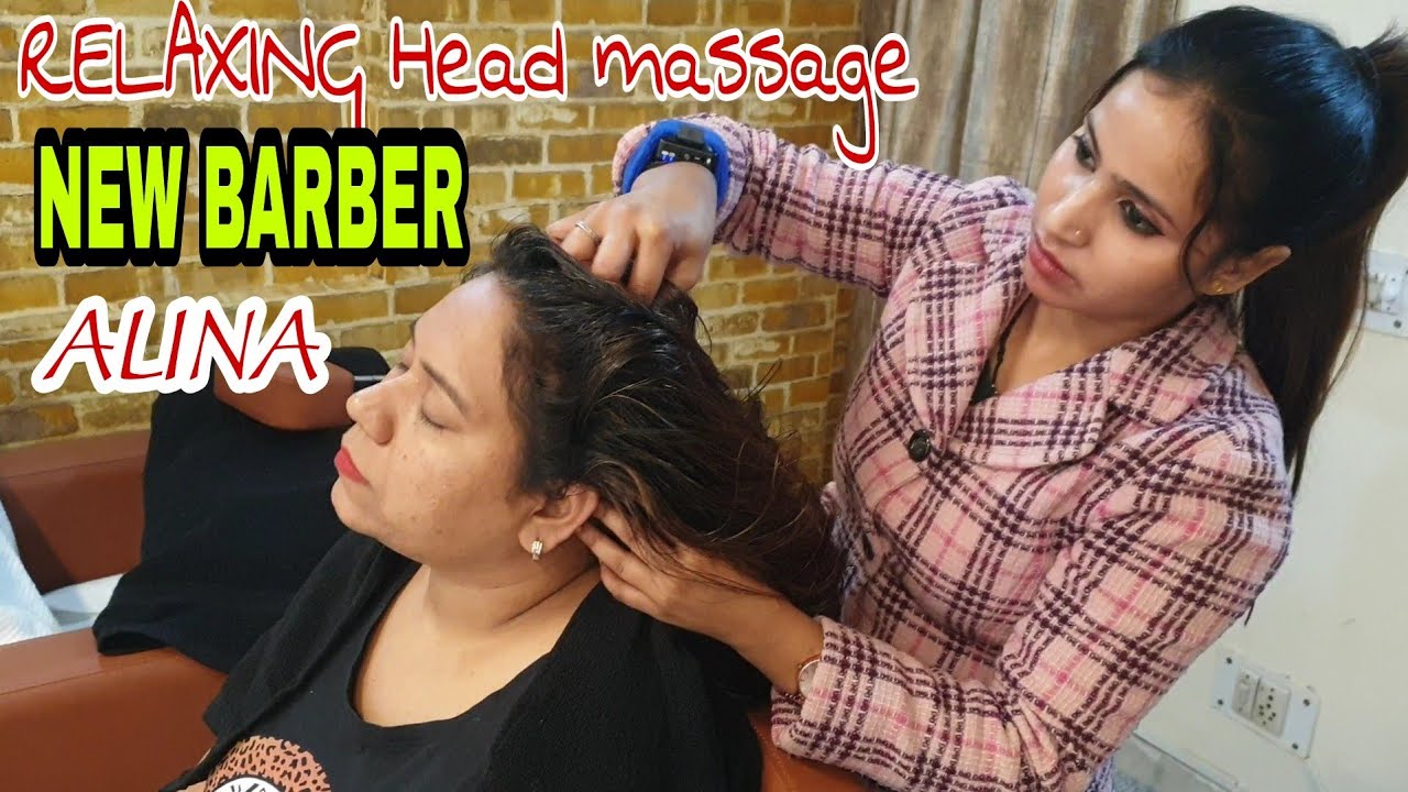 RELAXING Head massage THERAPY  BY New FEMALE INDIAN BARBER Alina...relief from insomnia.