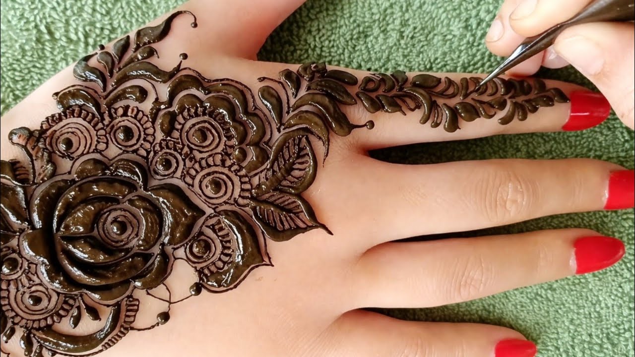 Trending Gulf Bold Back Hand Mehndi Design/ खूबसूरत बोल्ड मेहंदी डिजा़इन 