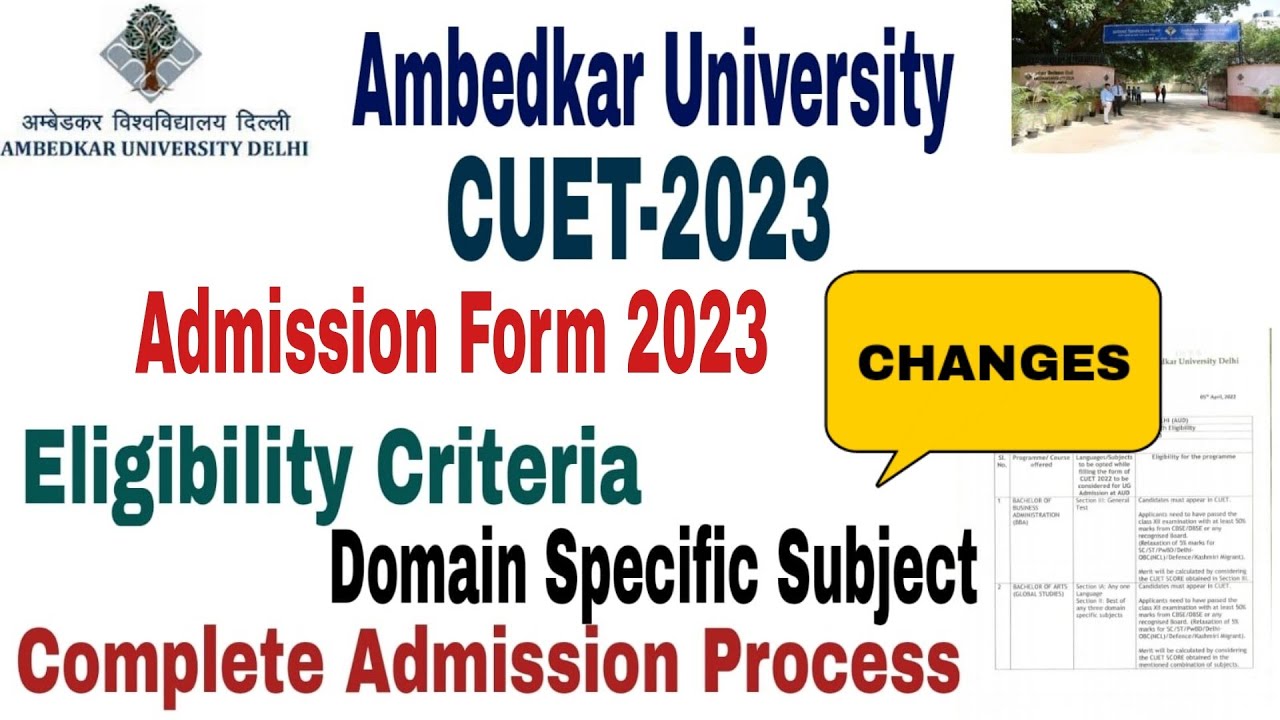 Dr BR Ambedkar University CUET Admission Form 2023 Eligibility Criteria, syllabus, cut off 2023-24