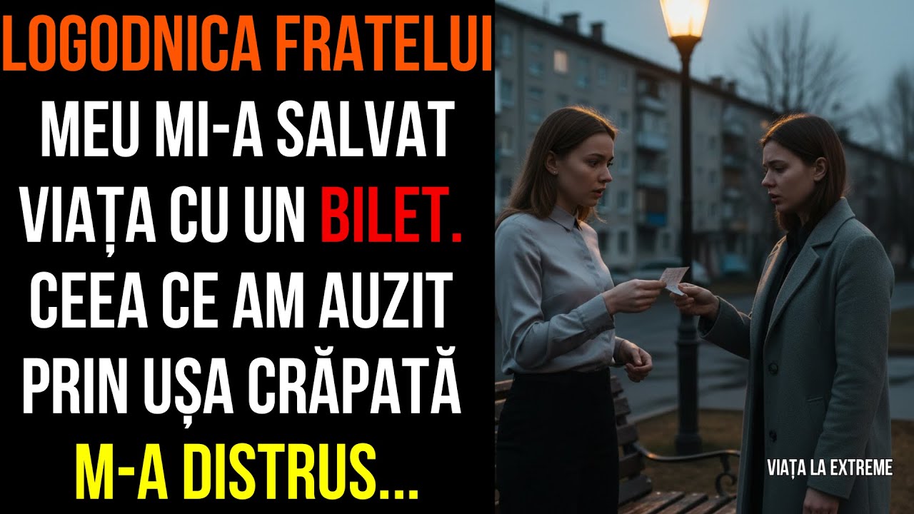 Logodnica fratelui meu mi-a salvat viața cu un bilet. Ceea ce am auzit prin ușa crăpată m-a distrus.