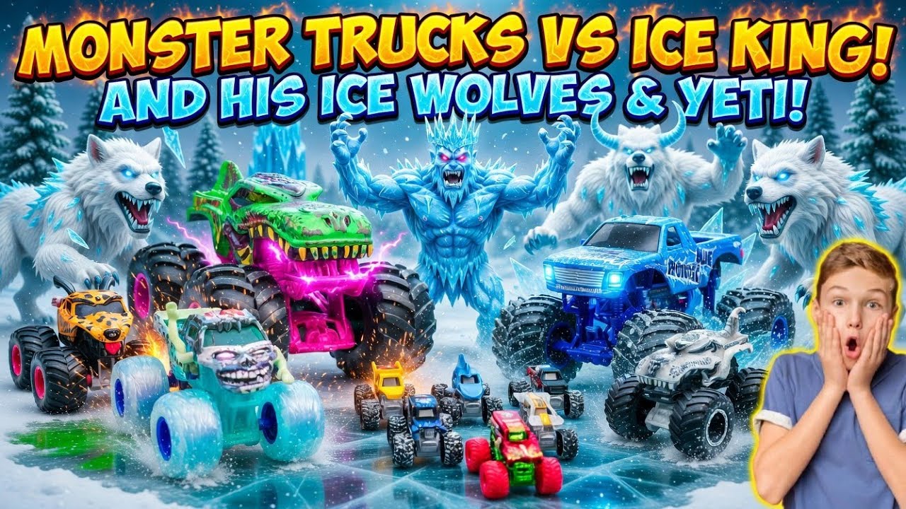 Don't Miss This Jump!🤩 Monster Trucks vs Ice King & His Vicious Wolves❄️🐺