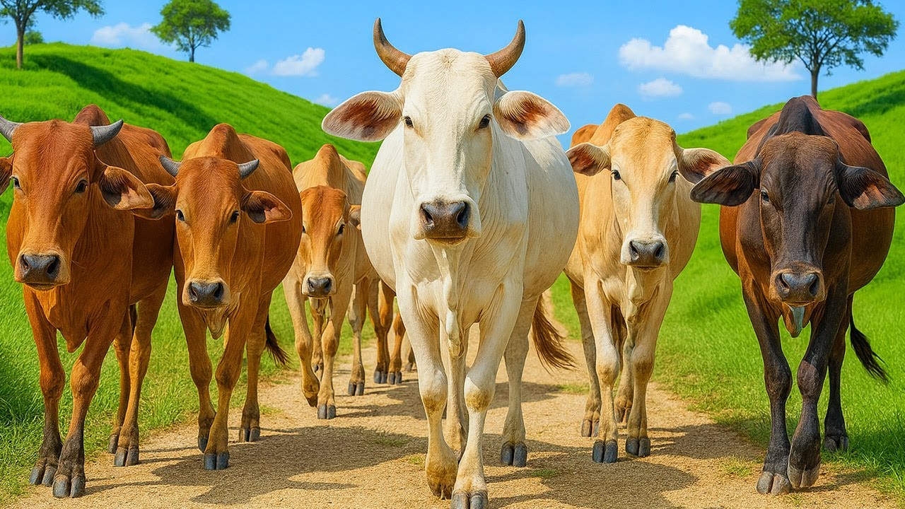 Puluhan Sapi Berjalan Rapi menuju kandang, Suara Sapi Moo, Sapi Lucu yang sehat Berjalan ramai-ramai