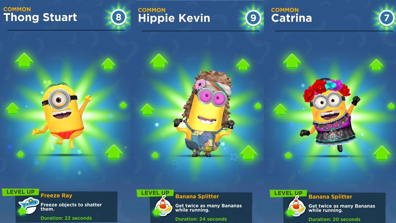 Minion Rush All Minions Upgrade Thong Stuart Hippie Kevin Catrina Level Up in Despicable Me