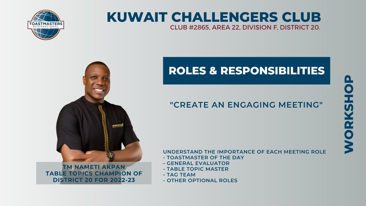 Toastmasters Meeting Roles and Responsibilities