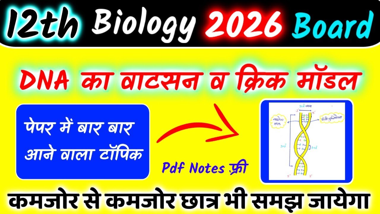 12th Biology DNA 🧬 का वाटसन एवं क्रिक मॉडल | dna ka Watson aur Crick Model | up board exam