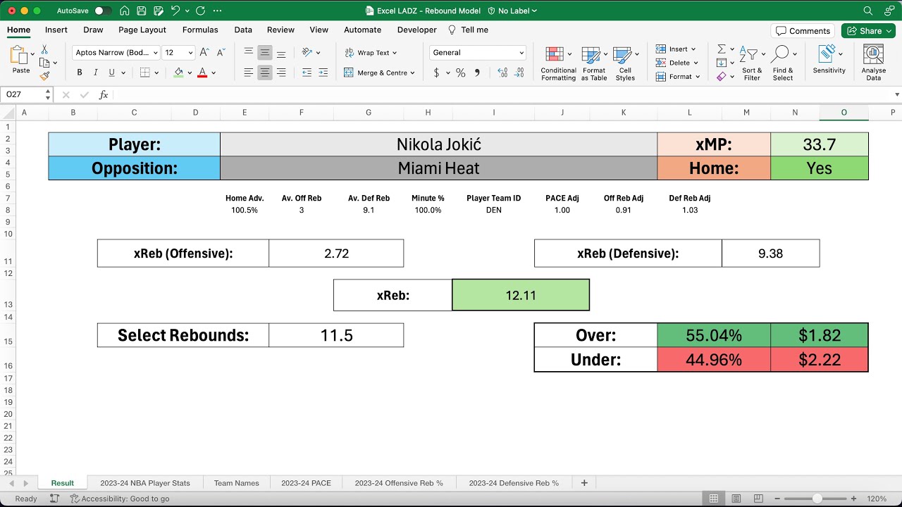 Project NBA Player Rebounds With Excel | Tutorial