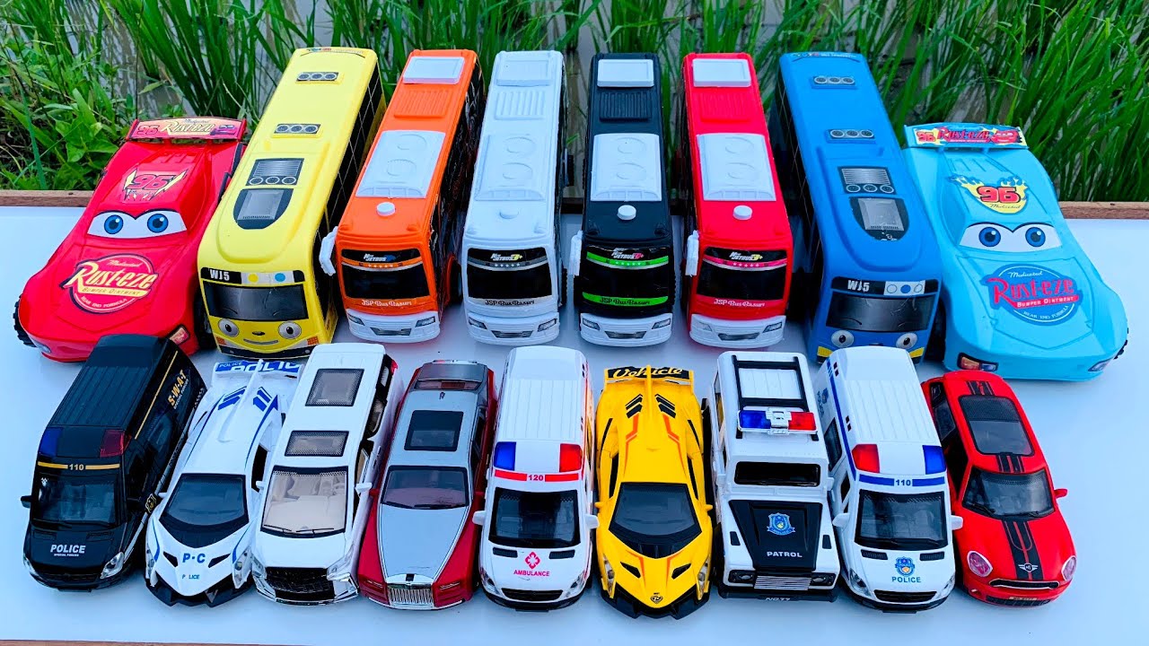 Mobil Mobilan Mcqueen, Bus tayo, Bus Basuri, Mobil Polisi, Mobil Ambulan, Mobil Balap, Damkar #7560