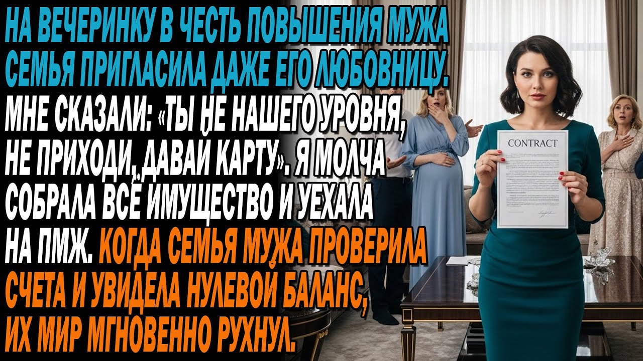 🎉На празднике повышения 🚶‍♀️мужа семья пригласила его любовницу и велела мне не приходить — я ушла