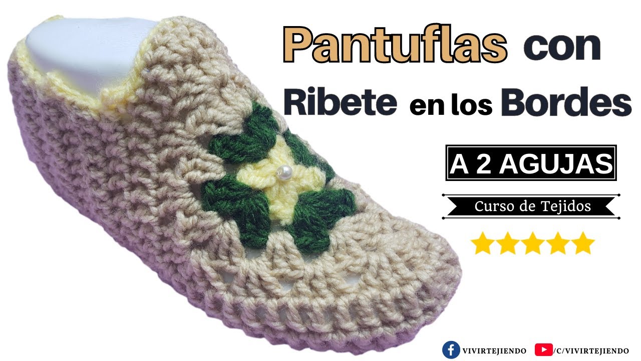 🌈 Pantuflas Slipper a Crochet con Granny con Simulación de Flor ✅ Tejidos Fáciles a Crochet