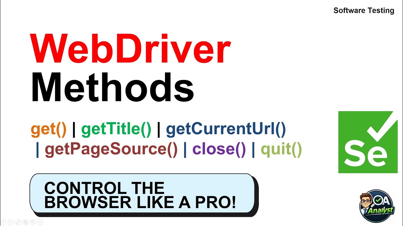 getTitle(), getCurrentUrl(), getPageSource in Selenium | Complete Browser Control Guide | Testing