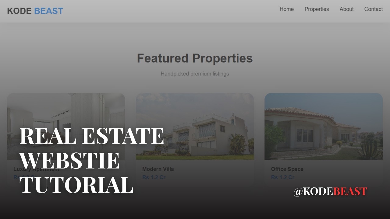 Real Estate Website UI Design | Complete Coding Tutorial | KodeBeast