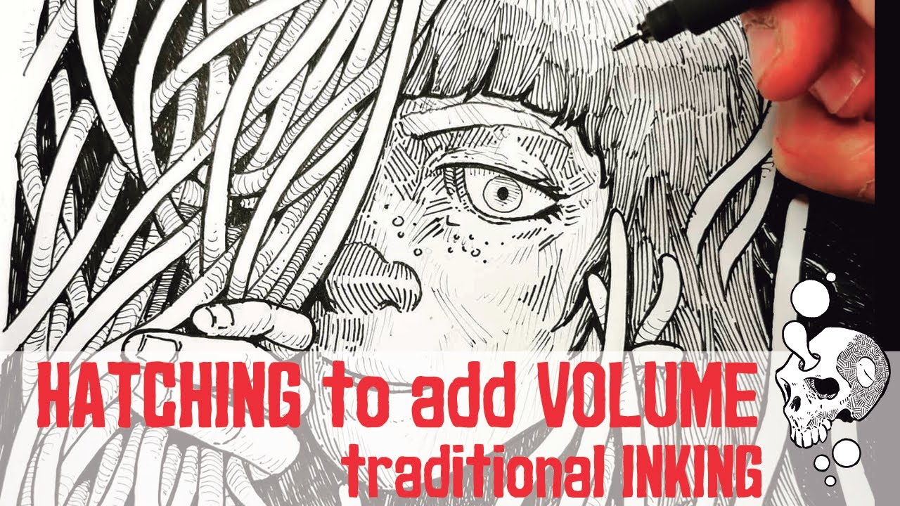 How I use HATCHING to create VOLUME and depth. - full inking process