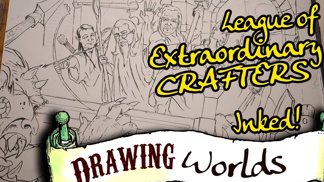 Inking the Heroic Dungeon Crawl commission