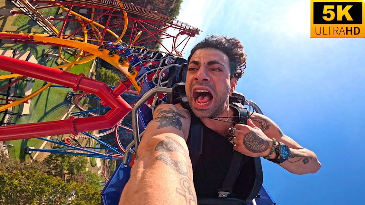 Wonder Woman Golden Lasso Coaster POV 5K Rider Cam Six Flags Fiesta Texas