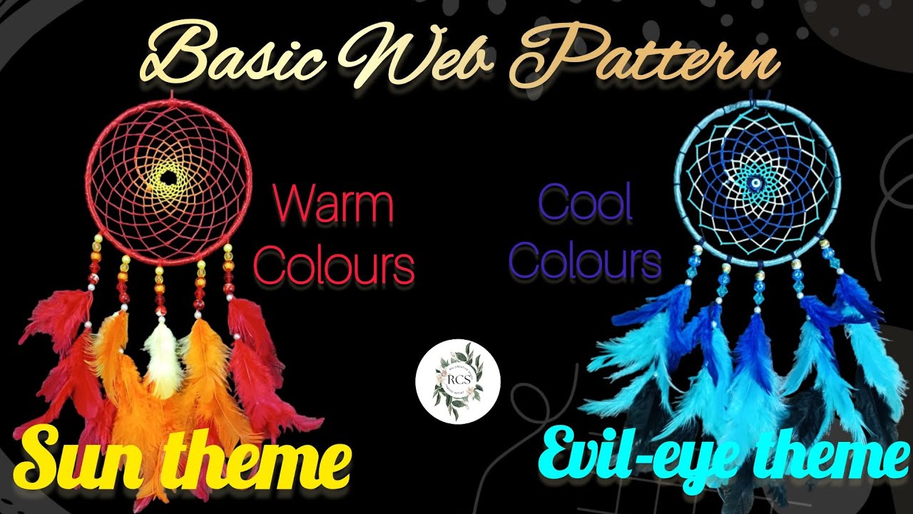 Basic Web Multicolour Dreamcatcher | Sun theme and Evil-eye theme dreamcatcher #dreamcatcher #diy