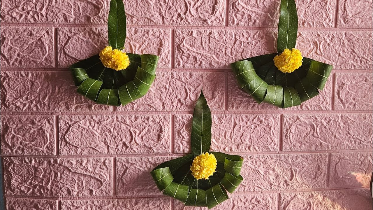 Mango leaf decoration ideas for pooja | thoranam decoration idea | Mango leaf decoration background