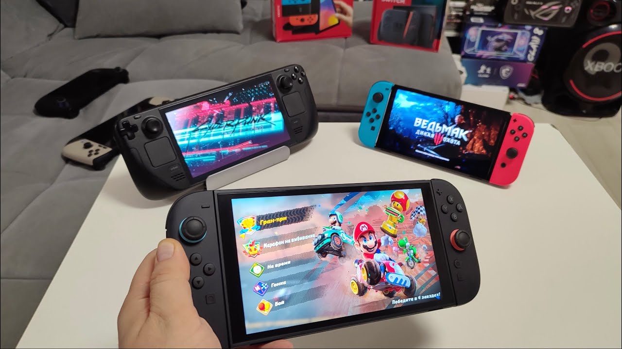 Switch 2 в играх в сравнении с прошитым Switch 1 и Steam Deck 🎮 Cyberpunk/Witcher 3/Zelda/Mario 🔥