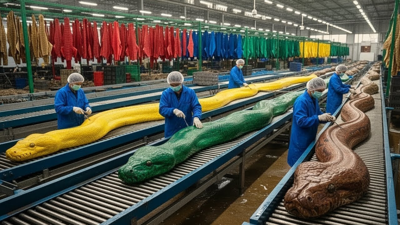Dentro de la fábrica: Cómo la piel de serpiente de colores se convierte en artículos de moda de lujo