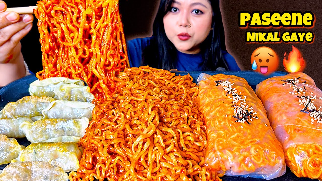 I Tried 2x Spicy Buldak Noodles & Fire Noodle Wrap… Big Regret 🥵🔥 | ASMR MUKBANG
