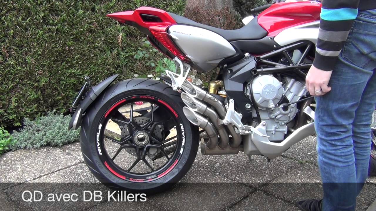 MV Agusta Rivale 800 QD Exhaust avec et sans DB Killer vs Origine