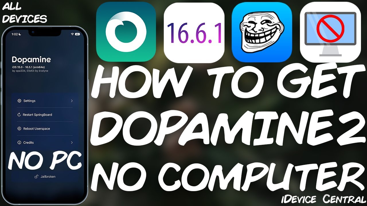 Джейлбрейк iOS 15.0 - 16.6.1 Dopamine 2 без компьютера (все устройства) с твиками