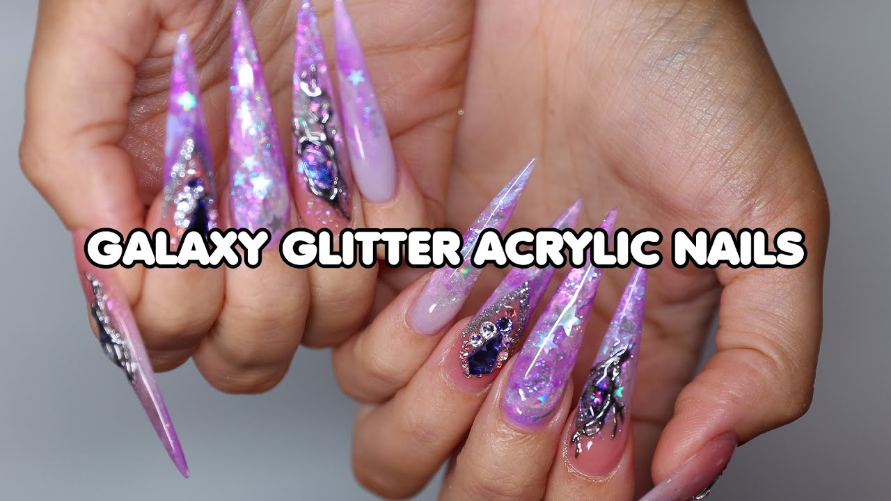 XL GALAXY STILETTO ACRYLIC NAILS