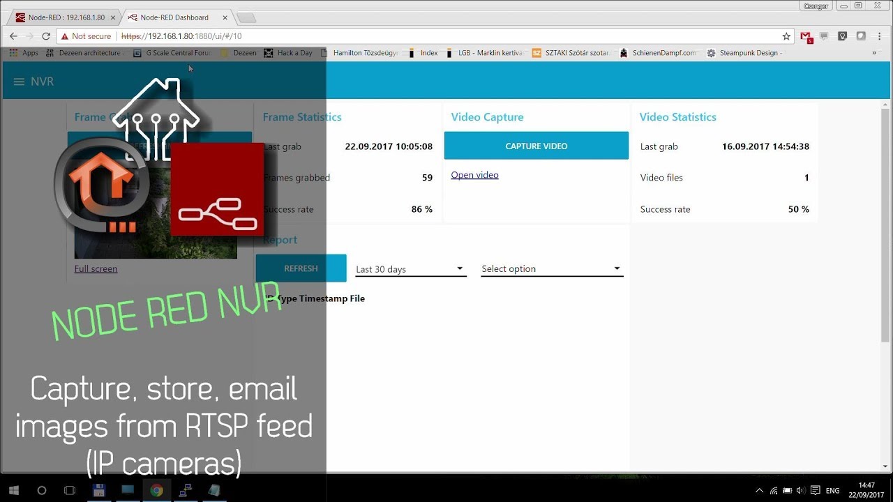Node Red NVR: capture, store, email images from IP cameras