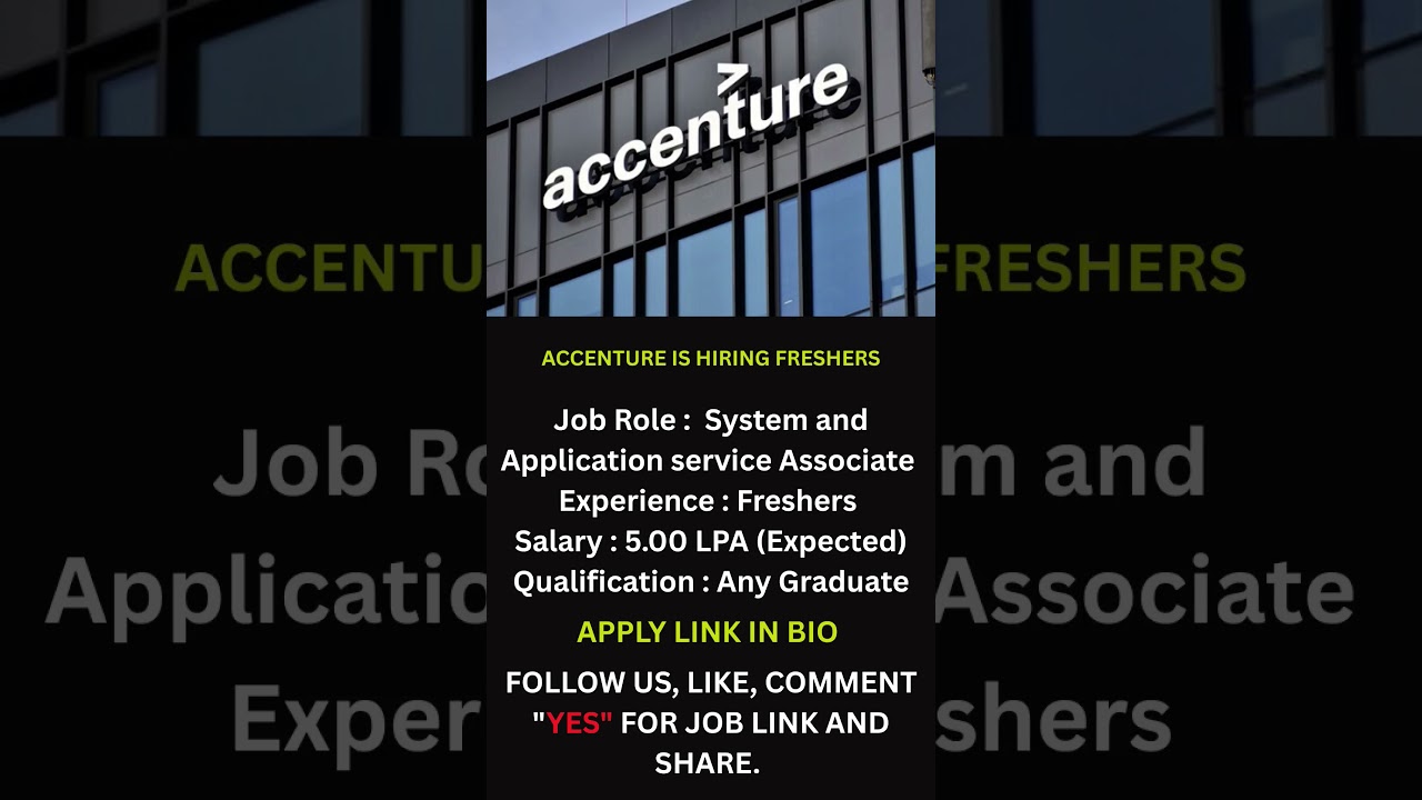 🚨 Accenture Jobs 2025 Hiring Freshers FOR System and Application Service Associate Role...