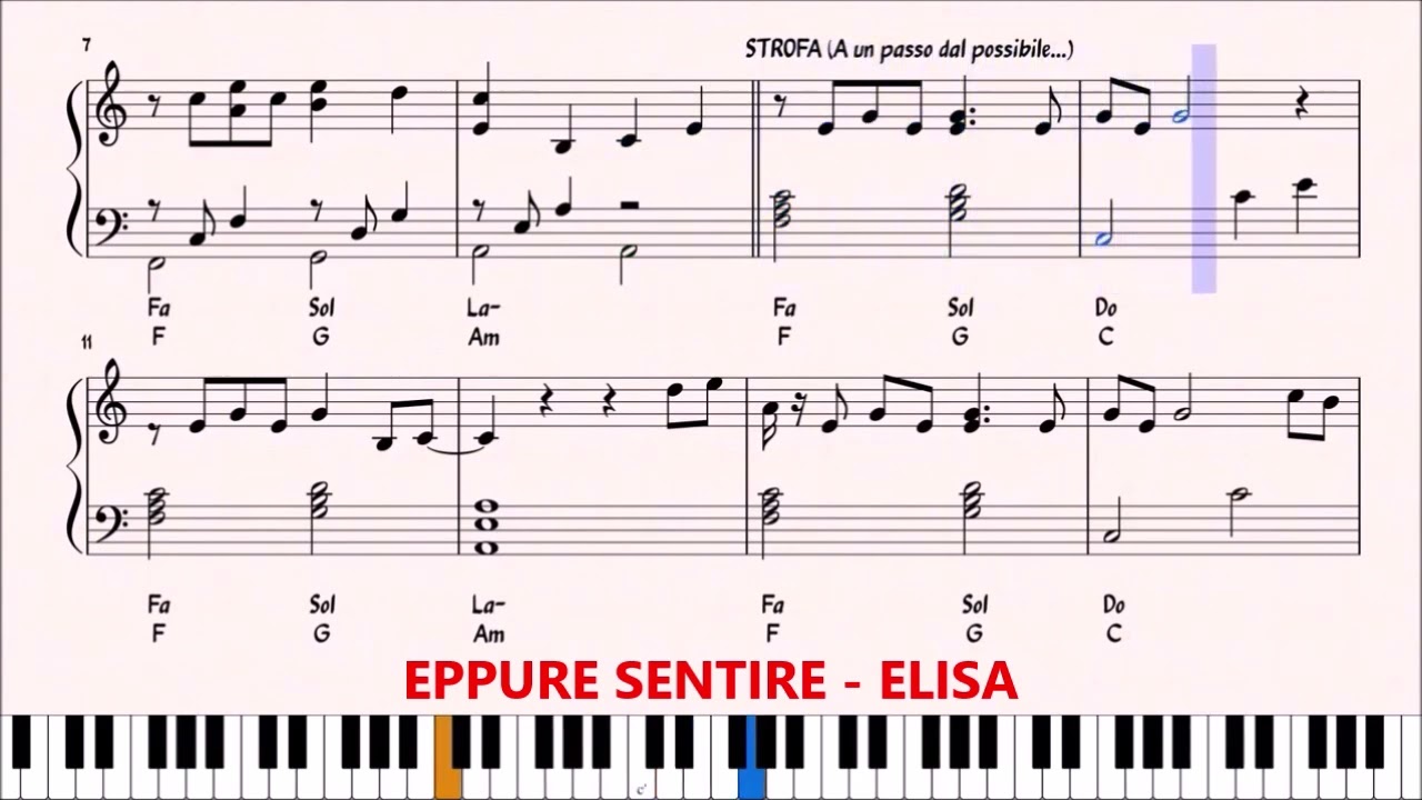 EPPURE SENTIRE - ELISA -  preview spartito pianoforte (info in descrizione)