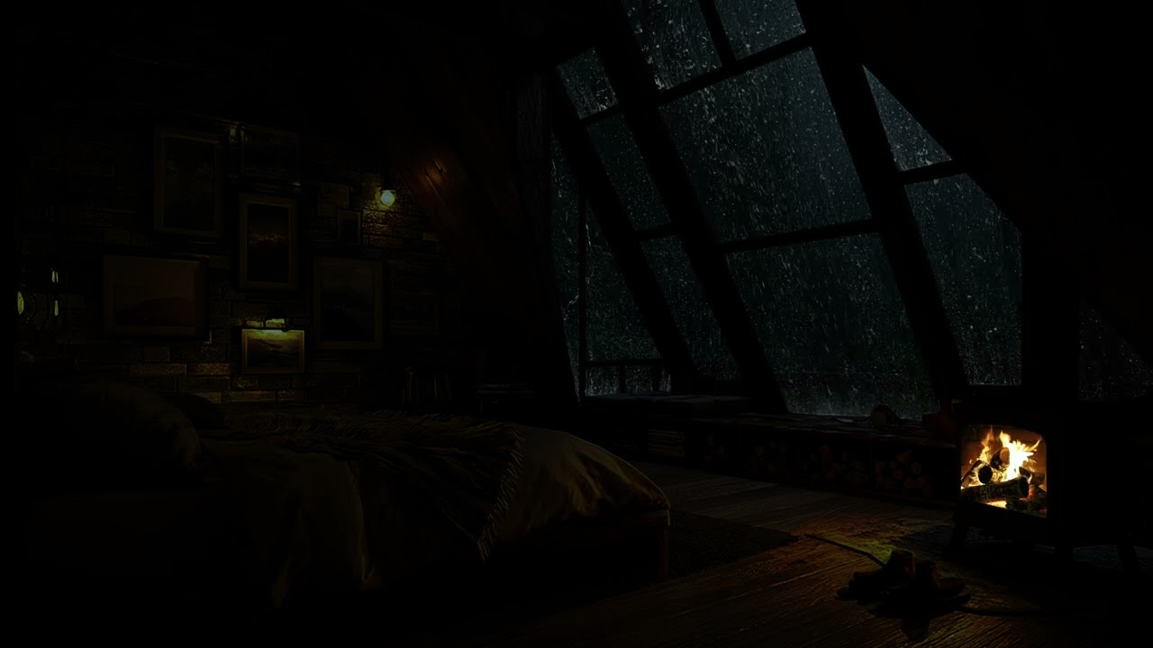 HEALING SLEEP[No Ads]😴Relaxing Rainfall & Thunder Sounds with Cozy Fireplace🔥 Unwind & Stress Relief