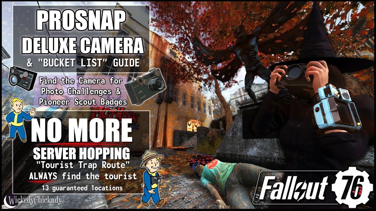 Fastest way to Find the Tourist and ProSnap Deluxe Camera in Fallout 76 Guide | Tourist Trap Route