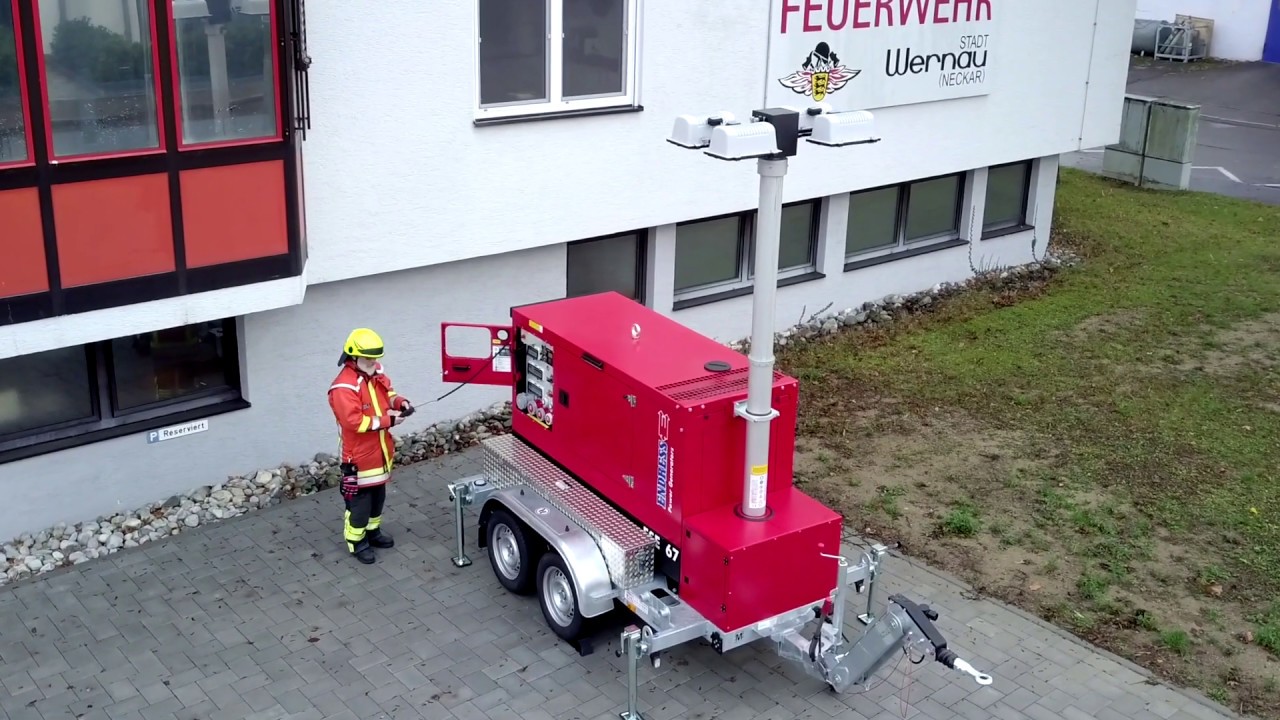 ENDRESS BOS Lichtmastanhänger LiMa 900/67 zur Gebäudeeinspeisung von Feuerwehrgerätehäusern