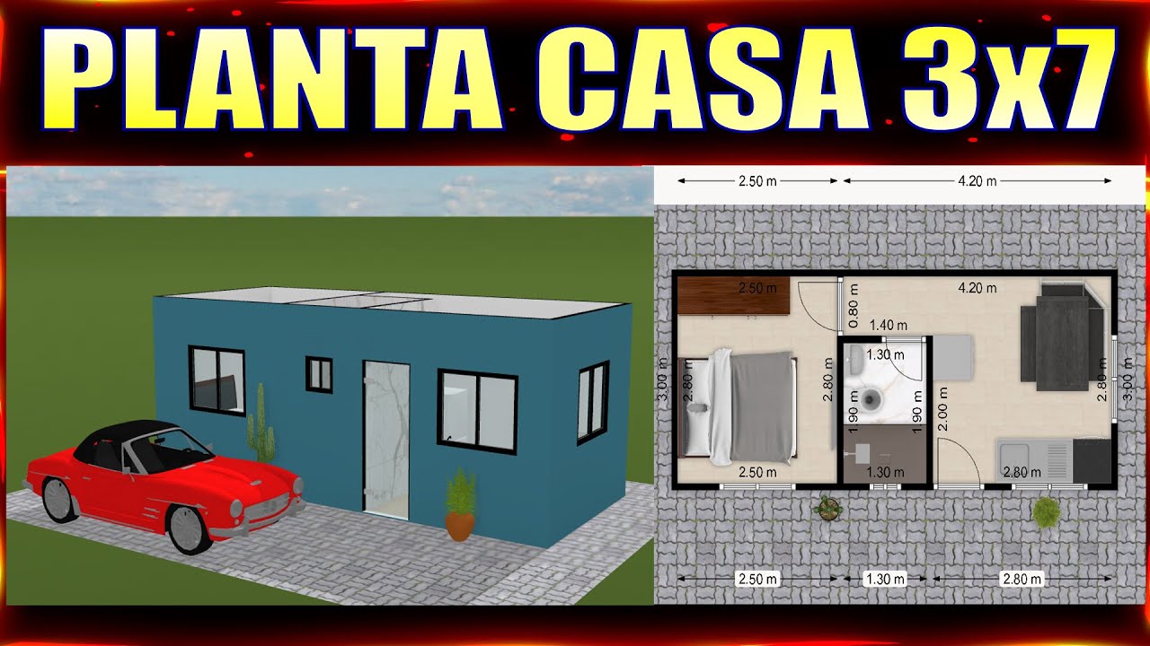 Planta Casa 3x7 de 21m&sup2; - Casa simples e Decorada com os M&oacute;veis