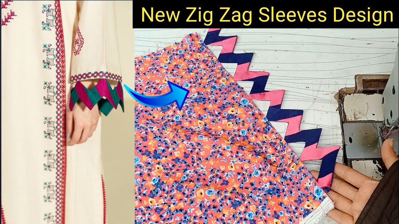 Zigzag sleeves design cutting and stitching/contrast sleeves design/new cut work sleeves design